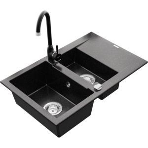 Granitový dřez MEXEN GASPAR s kuchyňskou baterií černý vyobraziť