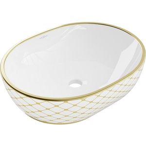 MEXEN - Viki umývadlo na dosku 48 x 35, biela/zlatá vzor 21054809 vyobraziť