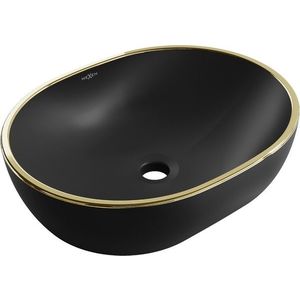MEXEN - Viki umývadlo na dosku 48 x 35, čierna mat/zlatá linka 21054875 vyobraziť
