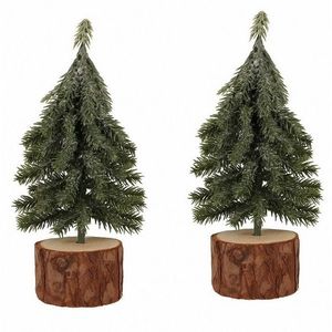 Vianočná dekorácia Stromček na kláte 19 cm, SET 2 KS vyobraziť