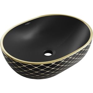 MEXEN - Viki umývadlo na dosku 48 x 35, čierna mat/zlatá vzor 21054879 vyobraziť