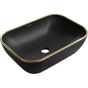MEXEN - Rita umývadlo na dosku 45 x 32, čierna mat/zlatá linka 21084575 vyobraziť