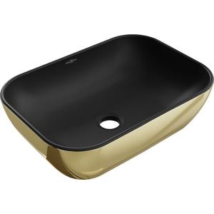 MEXEN - Rita umývadlo na dosku 45 x 32, čierna mat/zlatá 21084576 vyobraziť