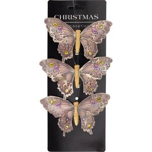 Set vianočných ozdôb Motýle, zlatá, 12x8x2 cm, s klipom, SET 3 KS vyobraziť