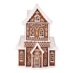 Vianočná dekorácia Perníkový kostolík, polyresin, LED, hnedá vyobraziť