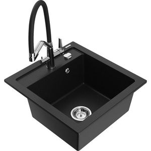 MEXEN/S MEXEN/S - Vito granitový drez 1-miska vrátane batérie Duo, čierna 6503-77-671701-07 vyobraziť