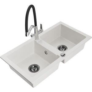 MEXEN/S MEXEN/S - Mario granitový drez 2-bowly vrátane batérie Duo, biela 6504-20-671701-07-B vyobraziť