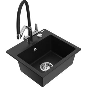 MEXEN/S MEXEN/S - Milo granitový drez 1-miska vrátane batérie Duo, čierna 6505-77-671701-07 vyobraziť