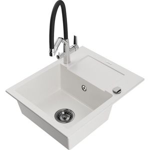 MEXEN/S MEXEN/S - Enzo granitový drez s odkvapkávačom vrátane batérie Duo, biela 6506-20-671701-07-B vyobraziť