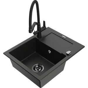 MEXEN/S MEXEN/S - Enzo granitový drez s odkvapkávačom vrátane batérie Duo, čierna/zlatá metalik 6506-75-671701-70-B vyobraziť