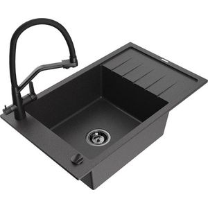MEXEN/S MEXEN/S - Elias granitový drez s odkvapkávačom vrátane batérie Duo, čierna kropenatá 6511-76-671701-70-B vyobraziť