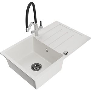 MEXEN/S MEXEN/S - Bruno granitový drez s odkvapkávačom vrátane batérie Duo, biela 6513-20-671701-07-B vyobraziť