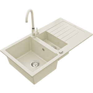 Granitový dřez MEXEN MATIAS s kuchyňskou baterií béžový vyobraziť