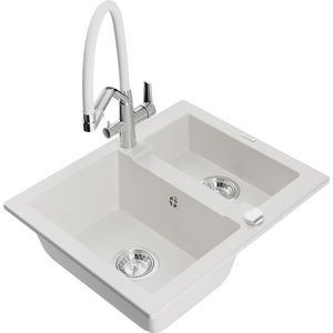 MEXEN/S MEXEN/S - Carlos granitový drez 1.5 vrátane batérie Duo, biela 6518-20-671701-02 vyobraziť