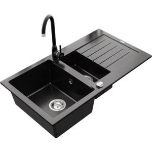 Granitový dřez MEXEN MATIAS s kuchyňskou baterií černý vyobraziť