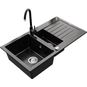 Granitový dřez MEXEN MATIAS s kuchyňskou baterií černý se vzorem II vyobraziť