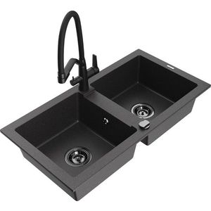 MEXEN/S MEXEN/S - Mario granitový drez 2-bowly vrátane batérie Duo, čierna kropenatá 6504-76-671701-70-B vyobraziť