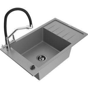 MEXEN/S MEXEN/S - Elias granitový drez s odkvapkávačom vrátane batérie Duo, šedá 6511-71-671701-07-B vyobraziť