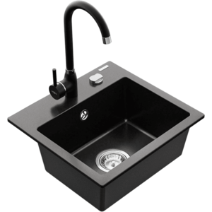Granitový dřez MEXEN MILO s kuchyňskou baterií černý vyobraziť