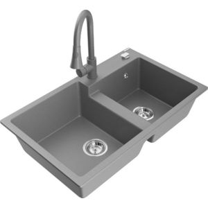 MEXEN/S MEXEN/S - Tomas granitový drez 2-bowl vrátane batérie Elia, šedá 6516-71-670101-71 vyobraziť