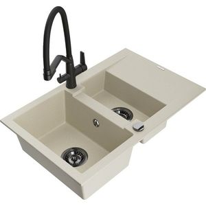 MEXEN/S MEXEN/S - Gaspar granitový drez 1.5 s odkvapkávačom vrátane batérie Duo, béžová 6507-69-671701-70-B vyobraziť