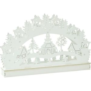 Vianočná LED dekorácia Kostol s domčekmi, 29 x 4, 5 x 19 cm, 6 LED, teplá biela vyobraziť