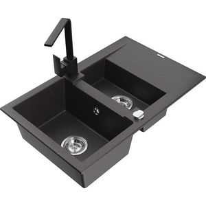 MEXEN/S MEXEN/S - Gaspar granitový drez 1.5 s odkvapkávačom vrátane batérie Rita, čierny kropenatý 6507-76-670300-70 vyobraziť