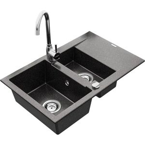 MEXEN/S MEXEN/S - Gaspar granitový drez 1.5 s odkvapkávačom vrátane batérie Telma, čierna kropenatý 6507-76-670200-00 vyobraziť