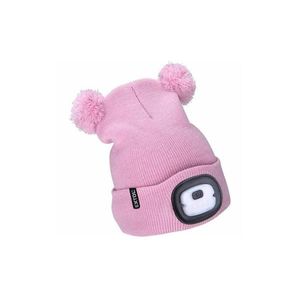 Extol - Čiapka s čelovkou a USB nabíjaním 250 mAh ružová s brmbolcami veľ. detská 43458 vyobraziť