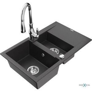 MEXEN/S MEXEN/S - Gaspar granitový drez 1.5 s odkvapkávačom vrátane batérie Savita, čierna kropenatá 6507-76-672601-00 vyobraziť