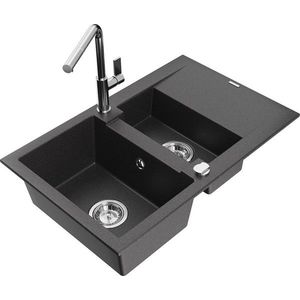 MEXEN/S MEXEN/S - Gaspar granitový drez 1.5 s odkvapkávačom vrátane batérie Flora, čierna kropenatá 6507-76-670401-00 vyobraziť