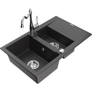 MEXEN/S MEXEN/S - Gaspar granitový drez 1.5 s odkvapkávačom vrátane batérie Carla, čierna kropenatá 6507-76-670700-00 vyobraziť