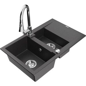 MEXEN/S MEXEN/S - Gaspar granitový drez 1.5 s odkvapkávačom vrátane batérie Elia, čierna kropenatá 6507-76-670101-00 vyobraziť