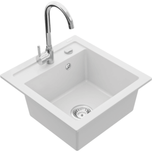 Granitový dřez MEXEN VITO bílý + baterie Telma chrom vyobraziť