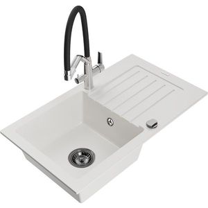 MEXEN/S MEXEN/S - Pablo granitový drez 1 s odkvapkávačom vrátane batérie Duo, biela 6510-20-671701-07-B vyobraziť