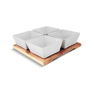 Lamart - Súprava 4x porcelánová miska 19x19 cm + drevený podnos 42003021 vyobraziť