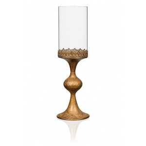 Kovový svietnik so sklom 47 cm, zlatá vyobraziť