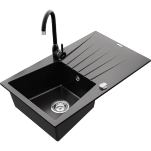 Granitový dřez s kuchyňskou baterií MEXEN CESAR černý vyobraziť