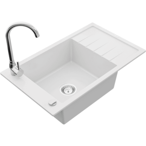 Granitový dřez s kuchyňskou baterií MEXEN ELIAS bílý vyobraziť