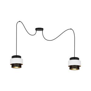 Luster na lanku NESS 2xE27/60W/230V pavúk čierna/biela 0976 vyobraziť