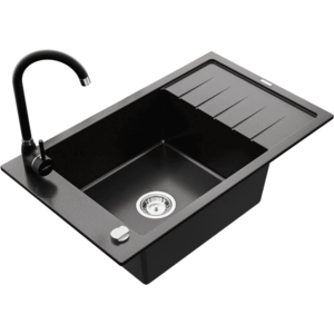 Granitový dřez s kuchyňskou baterií MEXEN ELIAS černý vyobraziť