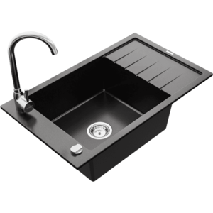 Granitový dřez s kuchyňskou baterií MEXEN ELIAS černý II vyobraziť