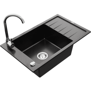 Granitový dřez s kuchyňskou baterií MEXEN ELIAS černý s jemným vzorem vyobraziť