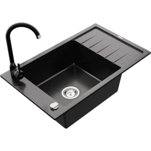 Granitový dřez s kuchyňskou baterií MEXEN ELIAS černý s jemným vzorem II vyobraziť