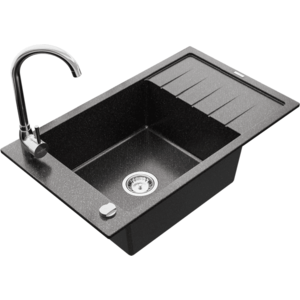 Granitový dřez s kuchyňskou baterií MEXEN ELIAS černý se vzorem vyobraziť