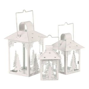 Súprava kovových lampášov Stromčeky 3 ks, biela vyobraziť