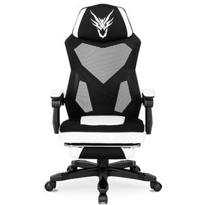 Herní židle Bing s podnožkou černá/bílá vyobraziť