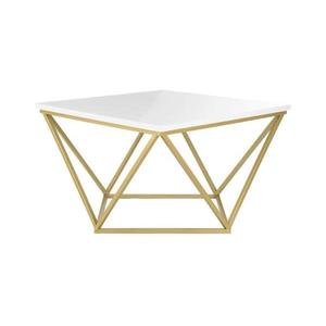 HowHomely Konferenčný stolík CURVED 62x62 cm mosadz/biela 10-1568-60-GSW-MDF vyobraziť
