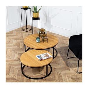 HowHomely SADA 2x Konferenčný stolík OAKLOFT 38x90 cm čierna/dub HH-OL-100-BBO-OAK vyobraziť