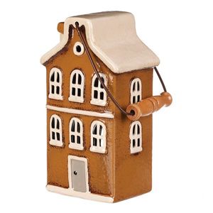 Svietnik Domček s držadlom hnedá, keramika, 13 x 10 x 37 cm vyobraziť